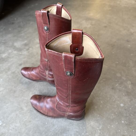 Frye Boots Melissa Button Tall Leather Riding Western 77167 Redwood Merlot 7B - Picture 12 of 14